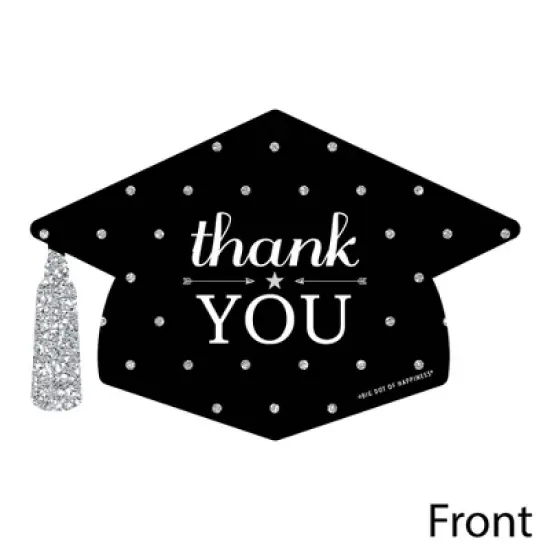 Big Dot of Happiness Silver - Tassel Worth The Hassle - Shaped Thank You Cards - Graduation Party Thank You Note Cards with Envelopes - Set of 12 image {2}