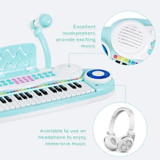 Costway 37-Key Toy Keyboard Piano Electronic Musical Instrument BluePink image {8}