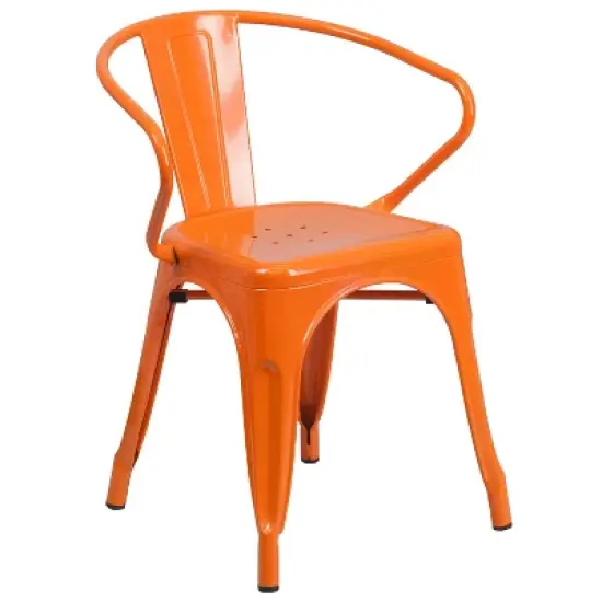Flash Furniture Commercial Grade Metal Indoor-Outdoor Chair with Arms image {15}