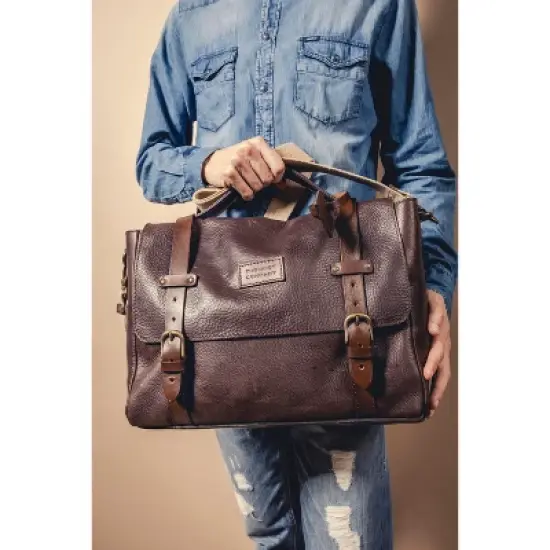 THE DUST COMPANY Leather Messenger Dark Brown image {14}