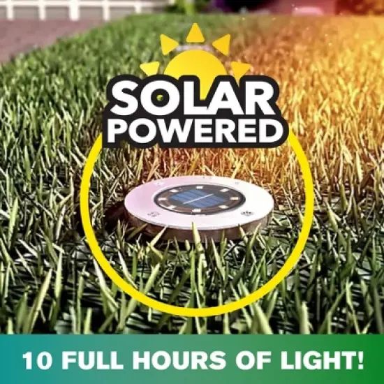 Bell + Howell 8 LED Swivel Solar Powered Disk Lights with Auto On/Off, Adjustable Angle, Walkway Lights image {7}