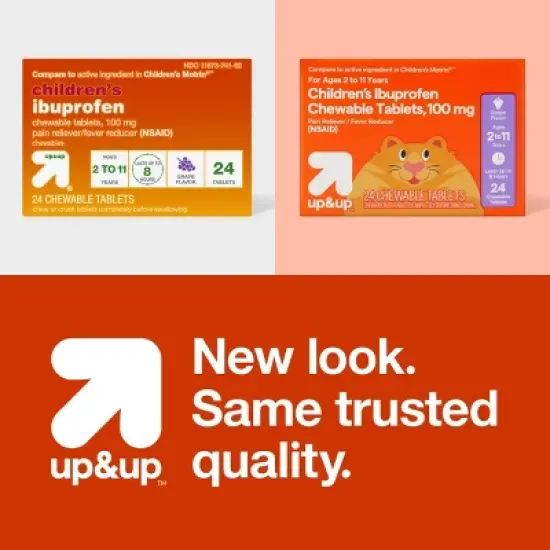 Junior Strength Ibuprofen (NSAID) Pain Reliever & Fever Reducer Chewable Tablets - Grape - 24ct - up&up&trade; image {5}