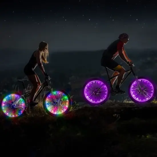 Activ Life Bike Lights for Wheels, Best Basket Stuffers for Kids & Teen Gifts; with Batteries Included - 1 Tire Pack, Purple image {2}