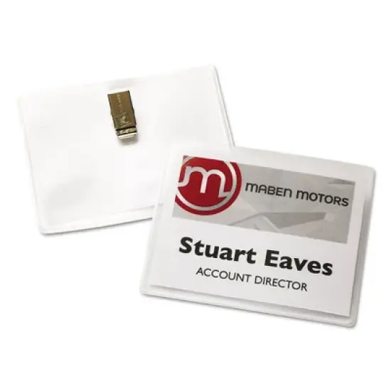 Avery Clip-Style Name Badge Holder with Laser/Inkjet Insert, Top Load, 4 x 3, White, 40/Box image {1}