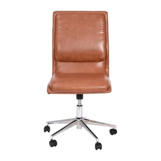 Flash Furniture Madigan Mid-Back Armless Swivel Task Office Chair with Upholstery and Adjustable Metal Base image {10}