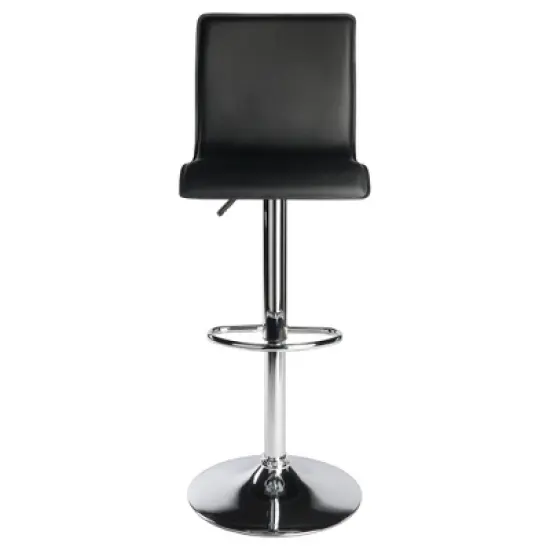 Spectrum High Back L Shaped Air Lift Adjustable Height Barstool Black/Metal - Winsome image {1}