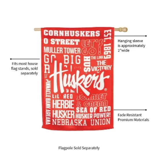 Embossed Suede Flag, House Size, University of Nebraska image {5}