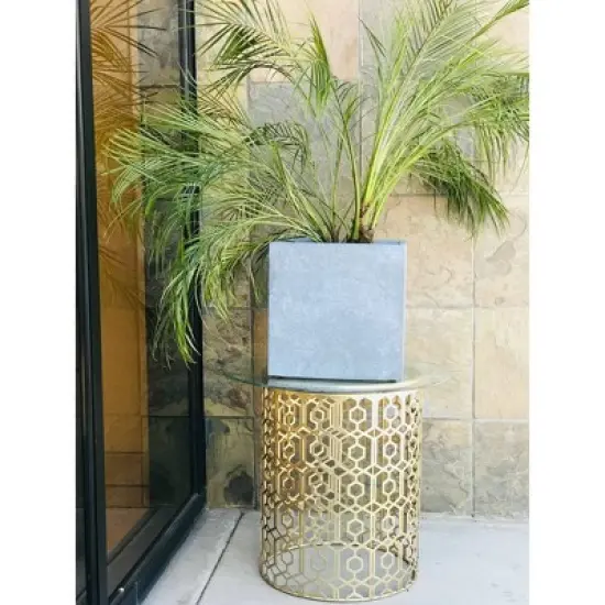 Rosemead Home & Garden, Inc. 10" Wide Kante Lightweight Modern Square Concrete/Fiberglass Indoor Outdoor Planter Box Slate Gray image {3}