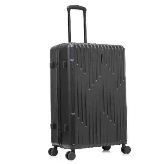 InUSA Drip Lightweight Hardside Large Checked Spinner Suitcase - Black image {4}