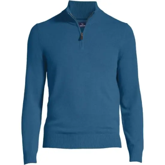 Lands' End Men's Fine Gauge Cashmere Quarter Zip image {1}