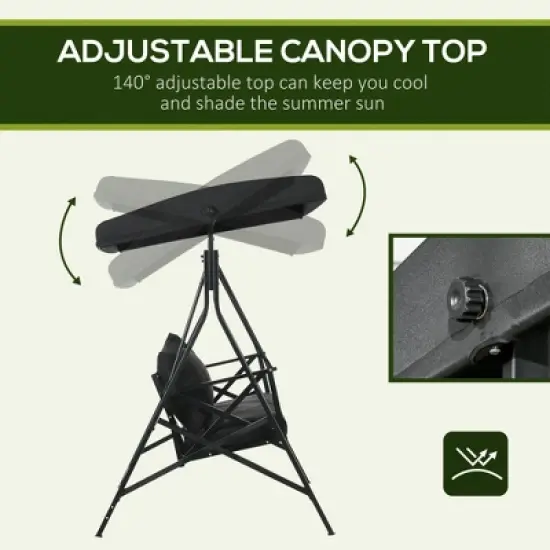 CAVINAS 3-Seat Patio Swing Chair,Porch Swing with Cushion,3 Throw Pillows and Adjustable Tilt Canopy,Outdoor Swing for Poolside,Backyard,Garden image {4}