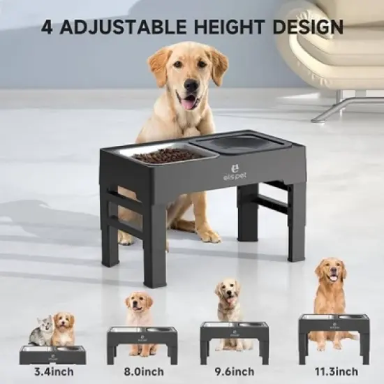 Els Pet 2L 2-in-1 Elevated Feeding Station Stainless Steel and Floating Cat Bowl image {5}