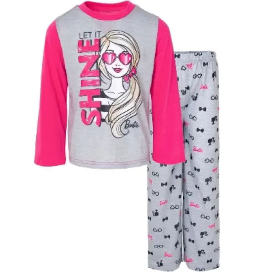 Barbie Girls Pullover Pajama Shirt and Pants Sleep Set Little Kid to Big Kid image {9}