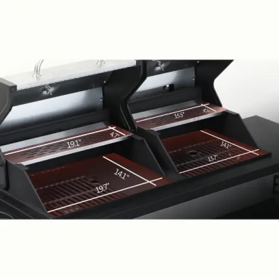 Dolonm 3+1 Hybrid Grill: Gas & Charcoal Combo w/Side Burner, 37,230BTU, Enamel Cast Iron Grids & Lockable Casters (Black) image {6}