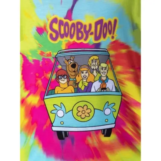 Scooby Doo Girls' Tie Dye Mystery Machine Shirt and Shorts Pajama Set Lime Green Tie Dye image {3}