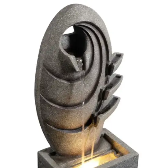 Teamson Home 31" Polyresin 3-Tier Cascading Oval Fountain Gray image {7}