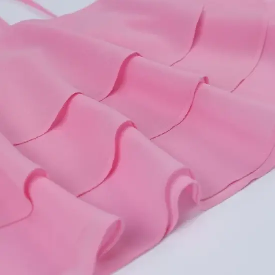 Women's Tiered Ruffle Cropped Halter Top - Begonia Pink image {3}