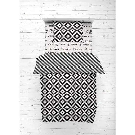 Bacati - Love Aztec Print Black 4 pc Toddler Bedding Set image {4}