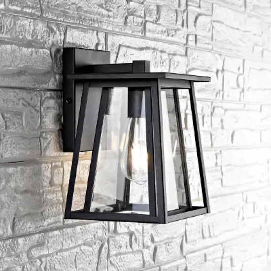 Stern Outdoor Wall Lantern - PLT4004 - Clear/Black - Safavieh image {3}