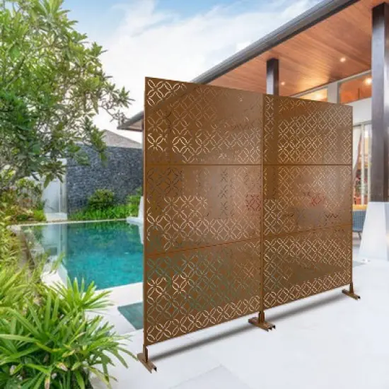 CAVINAS Patio Decorative Screen Metal Fence Privacy Screen with Grid Pattern for Outside and Garden, 76" H&times;48" W image {6}