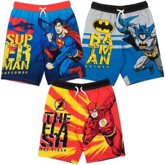 DC Comics Justice League The Flash Superman Batman 3 Pack Swim Trunks Toddler image {9}