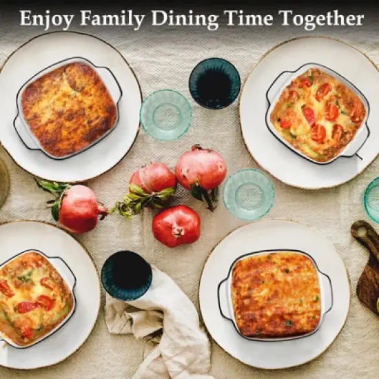 Itopfox 13Oz Ceramic Baking Dishes Set of 4, Square Baking Dishes for Air Fryer, Ceramic Bakeware with Handles, Oven & Microwave Safe image {6}