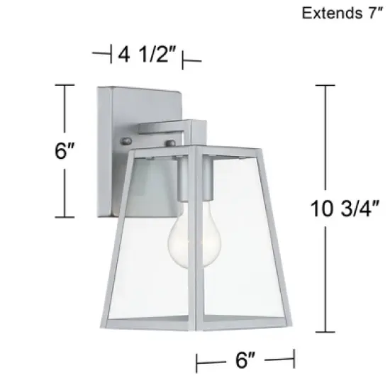 John Timberland Arrington Modern Outdoor Wall Light Fixture Silver Steel 10 3/4" Clear Glass for Post Exterior Barn Deck House Porch Yard Posts Patio image {6}