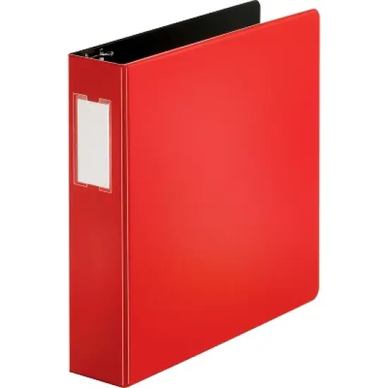 Business Source D-Ring Binder w/Label Holder Hvy-Dty 2" Red 33112 image {1}