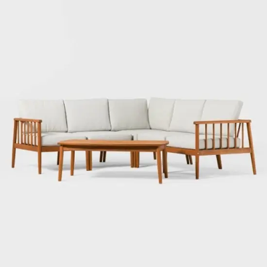 Saracina Home 6pc Modern Boho Outdoor Eucalyptus Spindle Sectional 
 image {3}