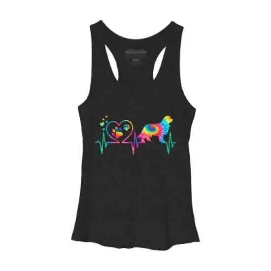 Women's Design By Humans Newfoundland Tie Dye Heart Beat Paw Prints By MiuMiuShop Racerback Tank Top image {2}
