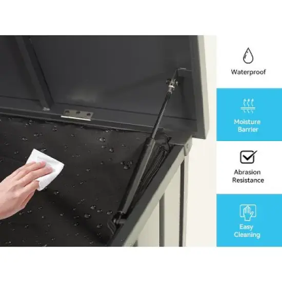 Gulches 200 Gallon Metal Outdoor Storage Box, Gray, Lockable Waterproof Patio Deck Box with Oxford Fabric Bag image {8}