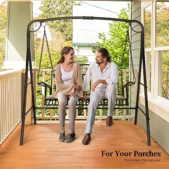 VINGLI Heavy Duty Metal Porch Swing Frame with Extra Safety Side Bars, Hanging Swing Frame for Yard, Garden, Lawn, Outdoors image {6}