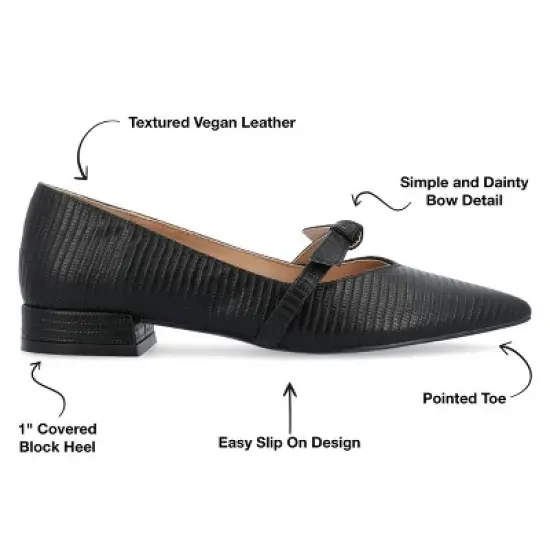 Journee Collection Womens Cait Textured Material Slip On Mary Jane Flats image {7}