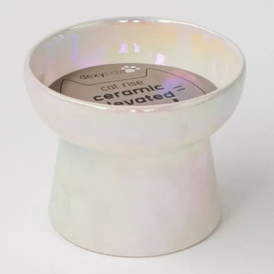 Dexypaws: Elevated Ceramic Bowl For Cats - Iridescent - 7oz Capacity image {4}