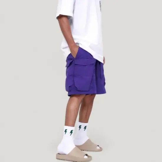 Anna-Kaci Active Men's Multi-Pocket Drawstring Waist Relaxed Fit Casual Cargo Shorts with Zipper Details image {2}