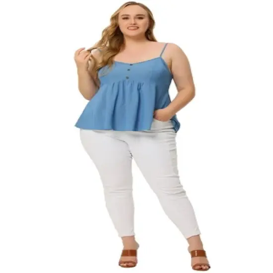Agnes Orinda Plus Size Camisole for Women Peplum Adjustable Strap Tank Tops image {2}