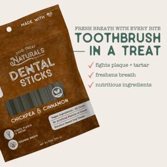 Dog Treat Naturals Dental Sticks - Chickpea & Cinnamon, 10oz, Freshen Breath image {5}