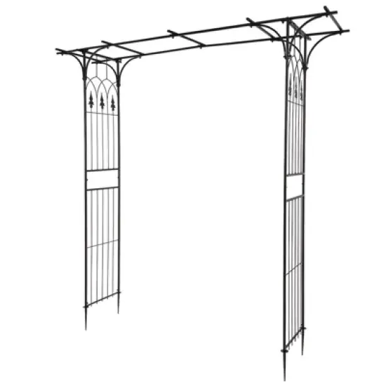 Karl Home 7FT Black Iron Garden Arbor Flat Top image {4}