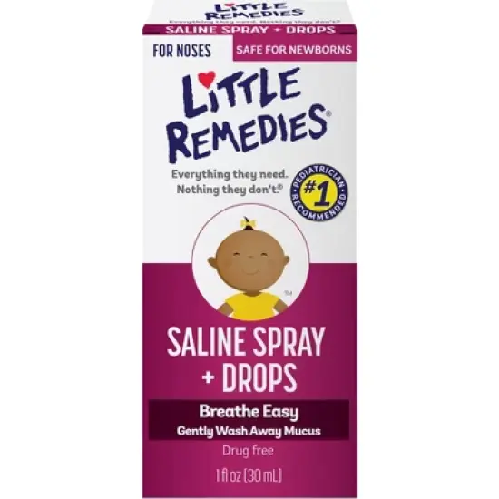 Little Remedies Saline Spray and Drops, Safe for Newborn Babies - 1 fl oz image {7}