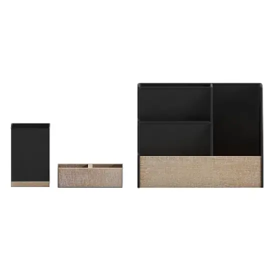 Flash Furniture Comerford 7-Compartment Wood Accessory Holder Set Black 3 Piece (HFMHDGDI781315) image {7}