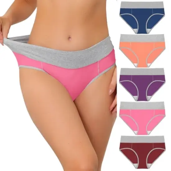 Agnes Orinda Women's 5 Packs High Rise Brief Stretchy Underwear image {14}