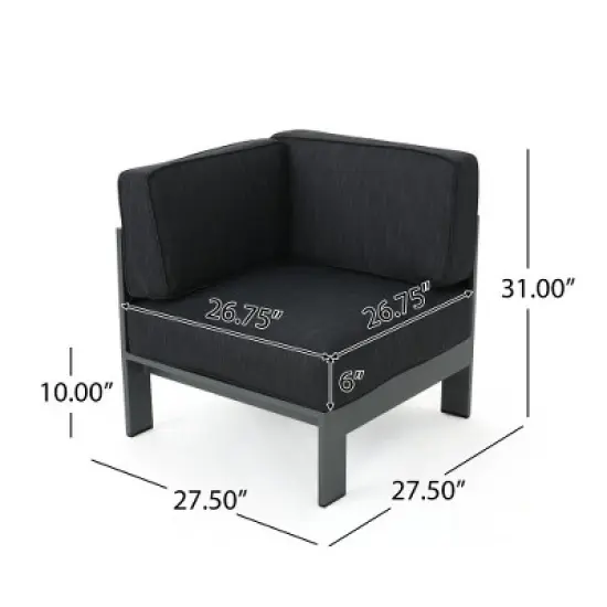 Christopher Knight Home Beatrice Patio Modem V-Shaped Aluminum 5-Seater Sectional Sofa Set with Thick Cushions image {4}