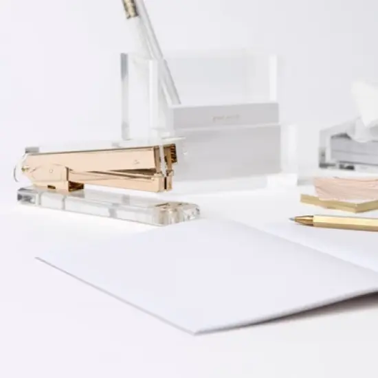 RUSSELL + HAZEL Acrylic Stapler Gold: Gold Desk Accessories, Office Supplies, Non-Powered Desk Tools image {4}