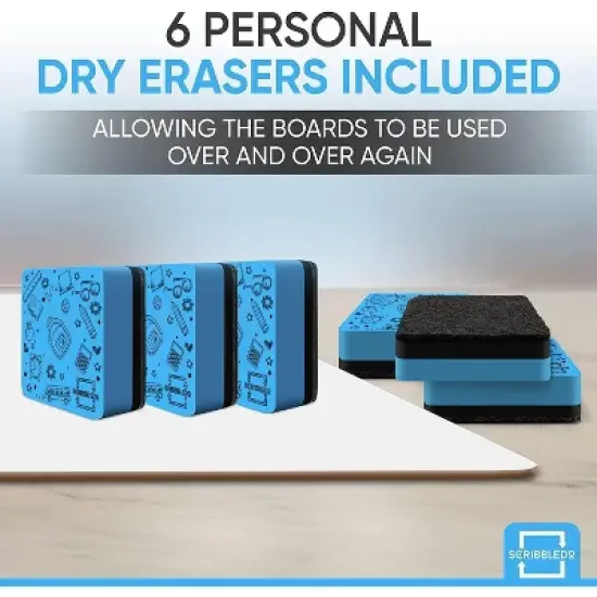 SCRIBBLEDO Dry Erase Board, Small White Board 9x12, 6 Pack with Erasers image {3}