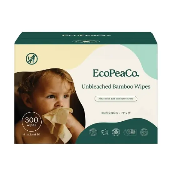 EcoPeaCo. Unbleached Baby Wipes Made with Soft Bamboo Viscose & 99% Water image {13}
