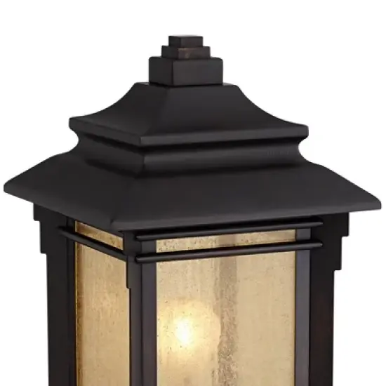 Franklin Iron Works Hickory Point Rustic Farmhouse Outdoor Pier Mount Lights Set of 2 Walnut Bronze 16 1/2" Frosted Cream Glass for Exterior Barn Deck image {1}