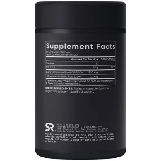 Sports Research Evening Primrose, 1,300 mg, 120 Softgels image {1}