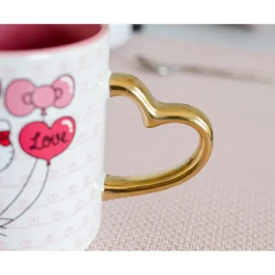 Silver Buffalo Sanrio Hello Kitty Love Heart-Shaped Handle Ceramic Mug | Holds 14 Ounces image {4}