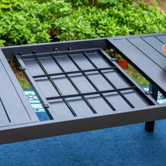 7pc Metal Patio Dining Set with Rectangular Expandable Table & 6 Chairs - Captiva Designs: Outdoor Seating for Six image {4}