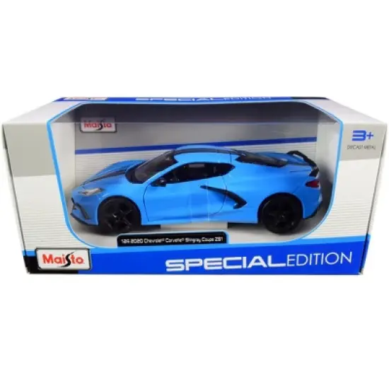 2020 Chevrolet Corvette Stingray Z51 Coupe Blue with Black Stripes 1/24 Diecast Model Car by Maisto image {2}